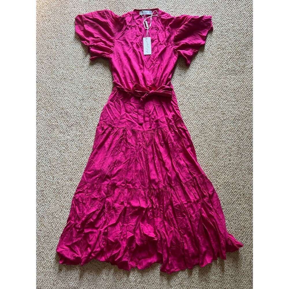 NWT Petal & Pup Small Pink Wrap Maxi Dress with Tie Waist
